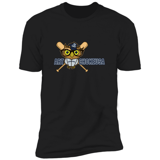 ArtichokeUSA Character and Font design. New York Owl. NY Yankees Fan Art. Let's Create Your Own Team Design Today. Men's Premium Short Sleeve T-Shirt