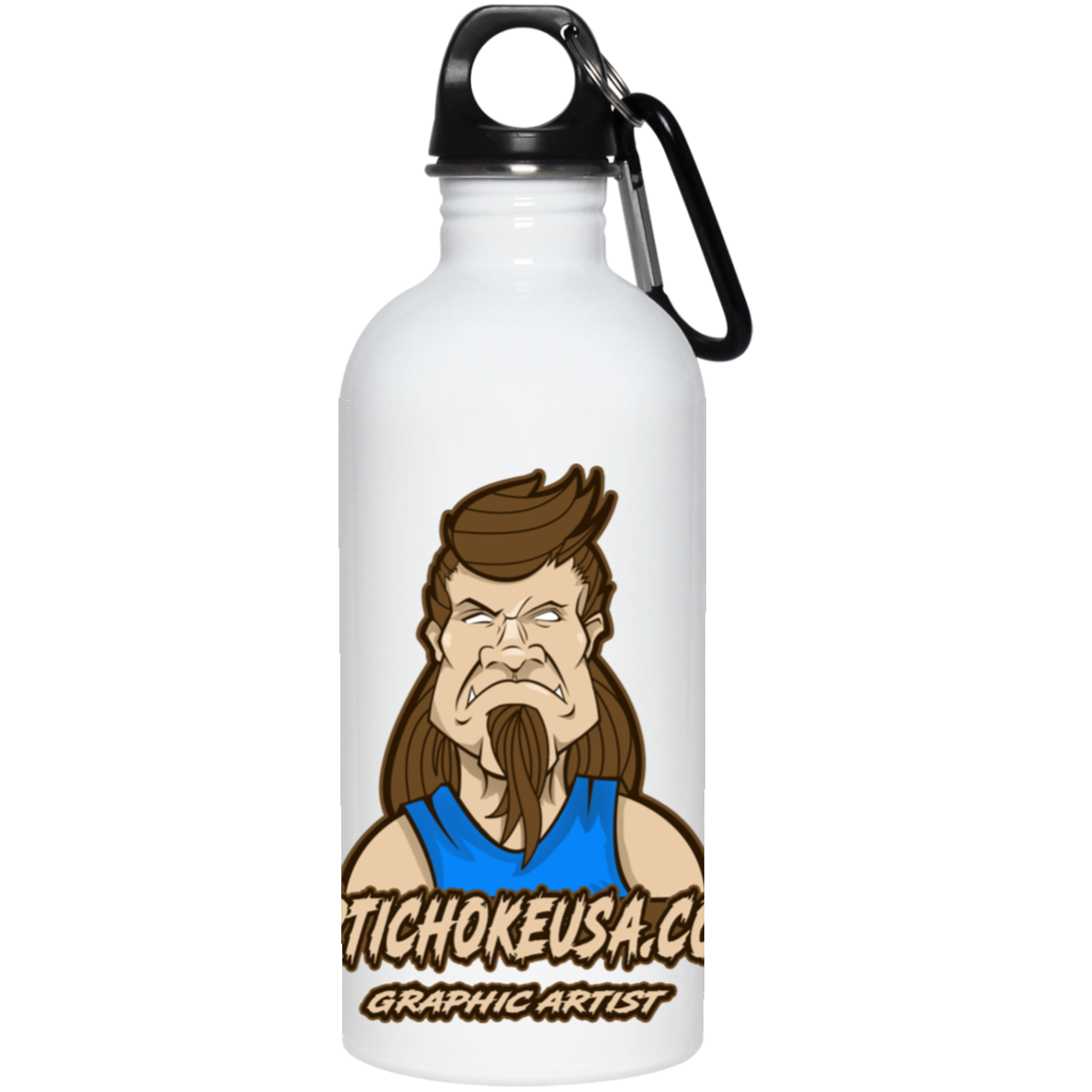 ArtichokeUSA Character and Font design. Let's Create Your Own Team Design Today. Mullet Mike. 20 oz. Stainless Steel Water Bottle