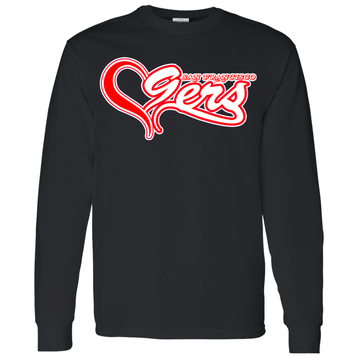 ArtichokeUSA Custom Design #50. 9ers Love. SF 49ers Fan Art. Let's Make Your Own Custom Team Shirt. 100% Cotton Jersey Knit T-Shirt