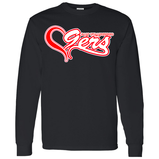 ArtichokeUSA Custom Design #50. 9ers Love. SF 49ers Fan Art. Let's Make Your Own Custom Team Shirt. 100% Cotton Jersey Knit T-Shirt