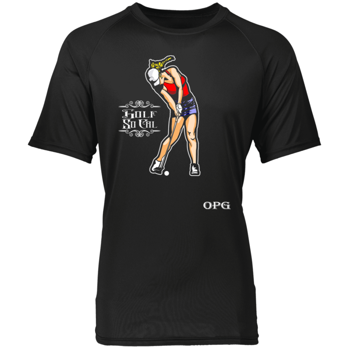 OPG Custom Design #9. Golf So. Cal. Male Version. Raglan Sleeve 100% Polyester T-Shirt