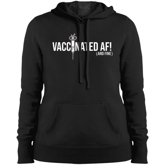 ArtichokeUSA Custom Design. Vaccinated AF (and fine). Ladies' Pullover Hooded Sweatshirt