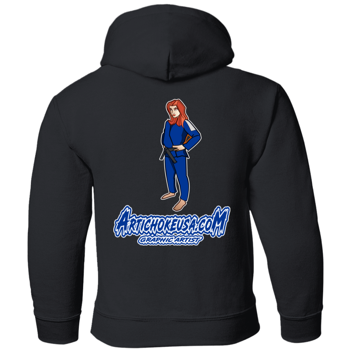 ArtichokeUSA Character and Font design. Let's Create Your Own Team Design Today. Amber. Youth Pullover Hoodie