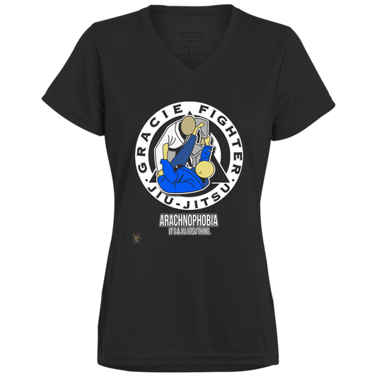 Artichoke Fight Gear Custom Design #1. Arachnophobia: Fear of Spiders. Spider Guard. It's a Jiu Jitsu Thing. Ladies’ Moisture-Wicking V-Neck Tee
