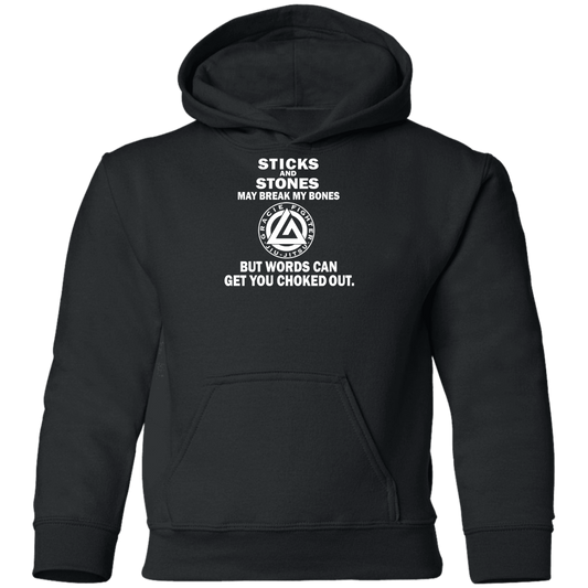Artichoke Fight Gear Custom Design #16. Sticks And Stones May Break My Bones But Words Can Get You Choked Out. Gracie Fighter. BJJ. Youth Hoodie