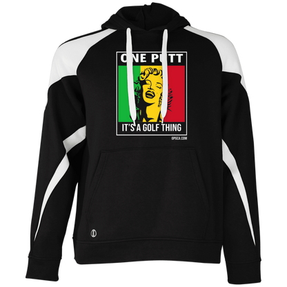 OPG Custom Design #22. One Putt / One Love Parody with Fan Art. Female Edition. Colorblock Fleece Hoodie