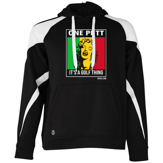 OPG Custom Design #22. One Putt / One Love Parody with Fan Art. Female Edition. Colorblock Fleece Hoodie