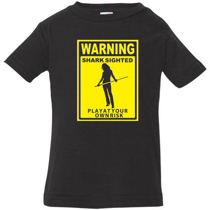 The GHOATS Custom Design. #34 Beware of Sharks. Play at Your Own Risk. (Ladies only version). Infant Jersey T-Shirt