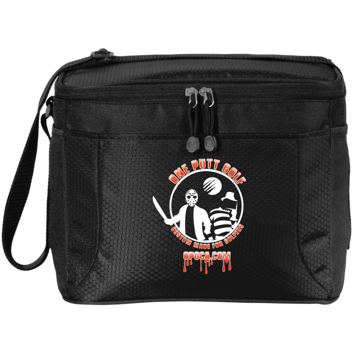 OPG Custom Design #23. Hack N Slice Golf. Freddy and Jason Fan Art. 12-Pack Cooler