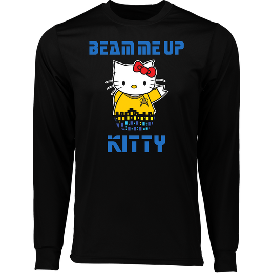 ArtichokeUSA Custom Design. Beam Me Up Kitty. Fan Art / Parody. Long Sleeve Moisture-Wicking Tee