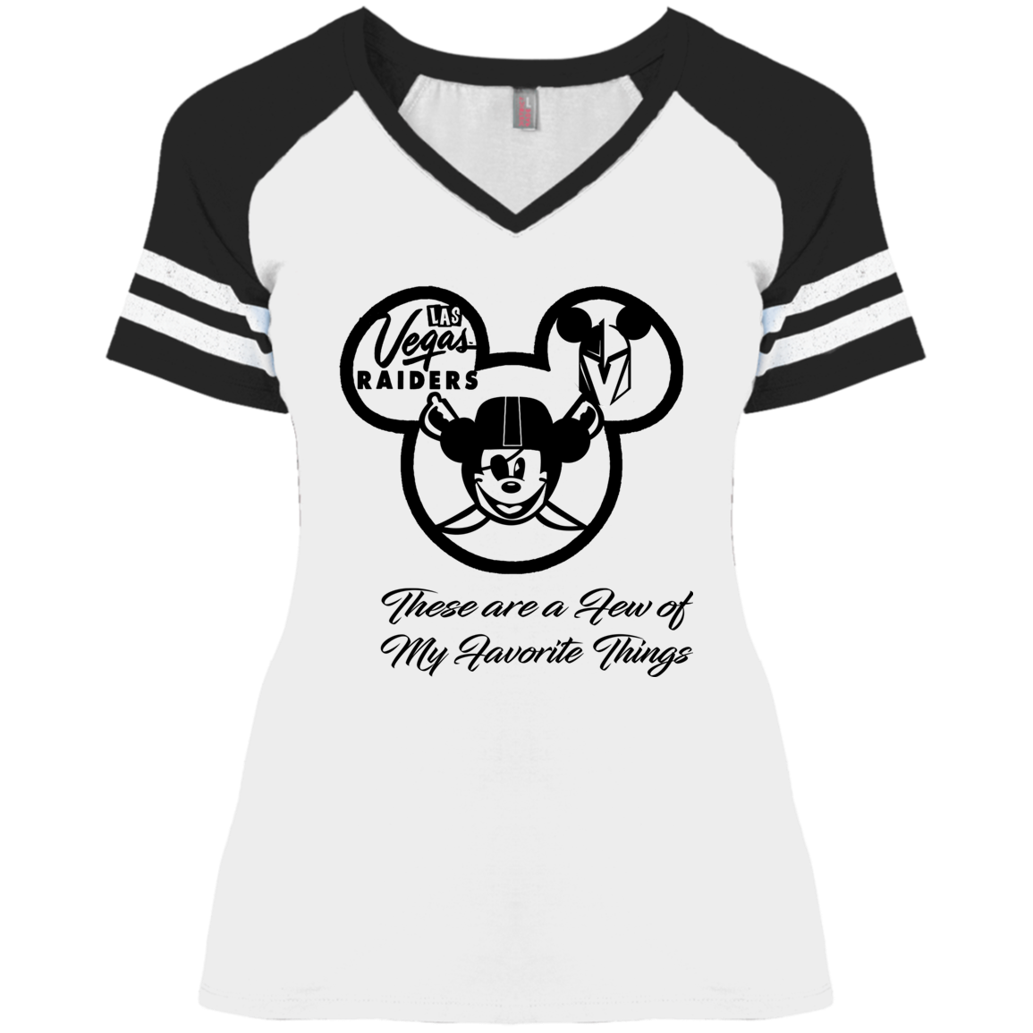 ArtichokeUSA Custom Design. Las Vegas Raiders & Mickey Mouse Mash Up. Fan Art. Parody. Ladies' Game V-Neck T-Shirt