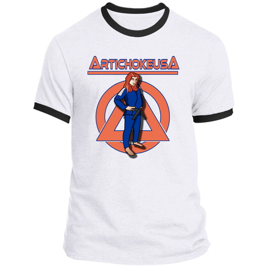ArtichokeUSA Character and Font design. Let's Create Your Own Team Design Today. Amber. Ringer Tee