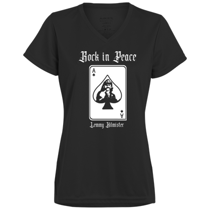 ArtichokeUSA Custom Design. Lemmy Kilmister "Ace of Spades" Tribute Fan Art Version 2 of 2. Ladies’ Moisture-Wicking V-Neck Tee