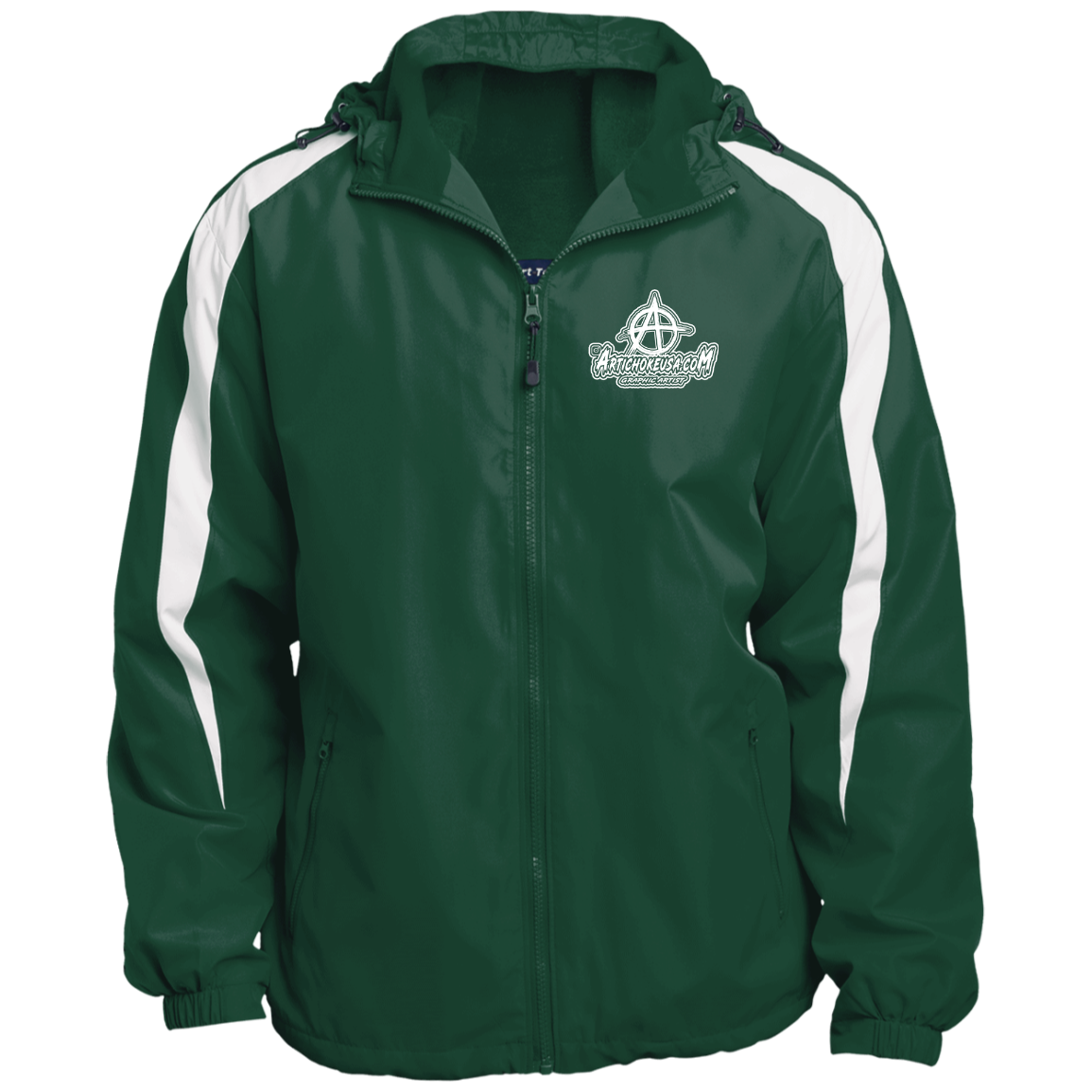 Embroidered Fleece Lined Colorblocked Hooded Jacket