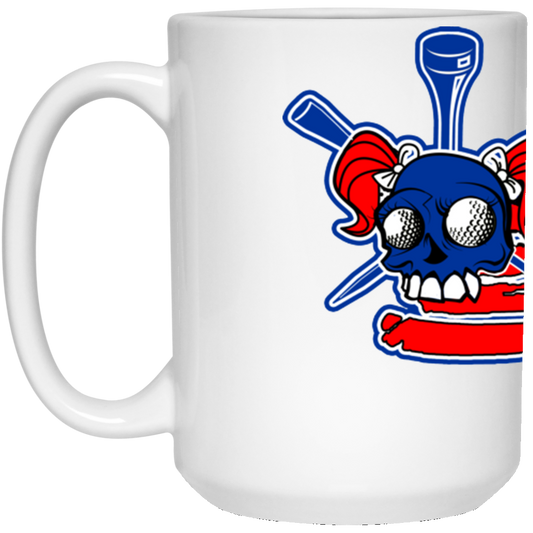 OPG Custom Design #16. Golf America. Female Skull Design. Golf. 15 oz. White Mug