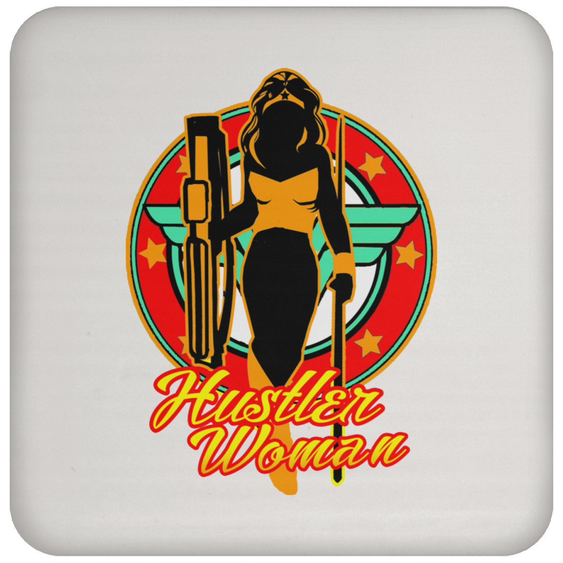 The GHOATS custom design #15. Hustler Woman. Wonder Woman Fan Art Parody. Pool Billiards.  Coaster
