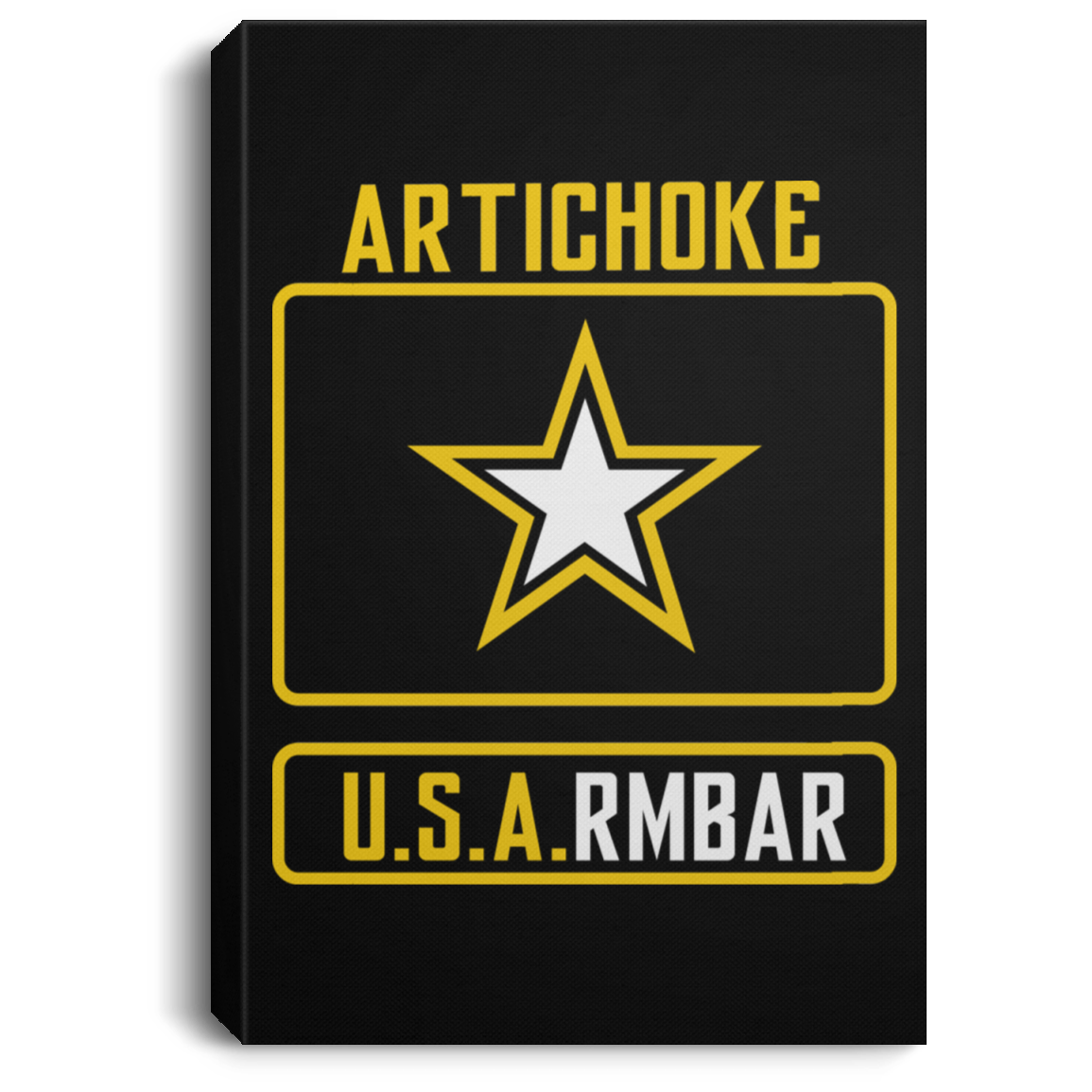 Artichoke Fight Gear Custom Design #8. ArtichokeUSArmbar. US Army Parody. Portrait Canvas .75in Frame