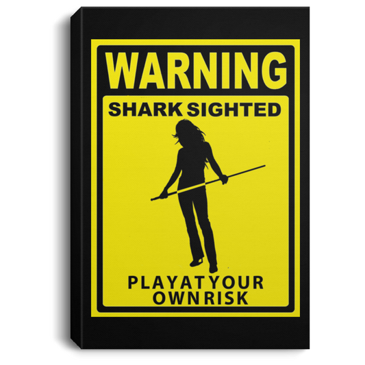 The GHOATS Custom Design. #34 Beware of Sharks. Play at Your Own Risk. (Ladies only version). Portrait Canvas .75in Frame