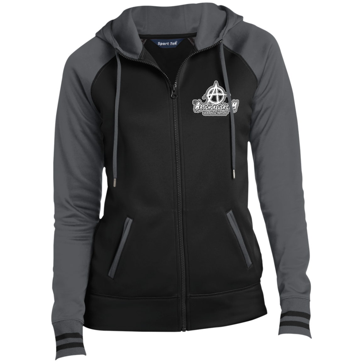 Embroidered Ladies' Moisture Wick Full-Zip Hooded Jacket