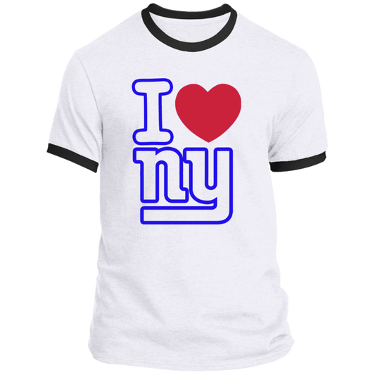 ArtichokeUSA Custom Design. I heart New York Giants. NY Giants Football Fan Art. Ringer Tee