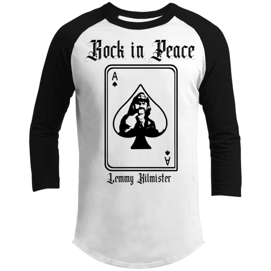 ArtichokeUSA Custom Design. Lemmy Kilmister "Ace of Spades" Tribute Fan Art Version 2 of 2. 3/4 Raglan Sleeve Shirt