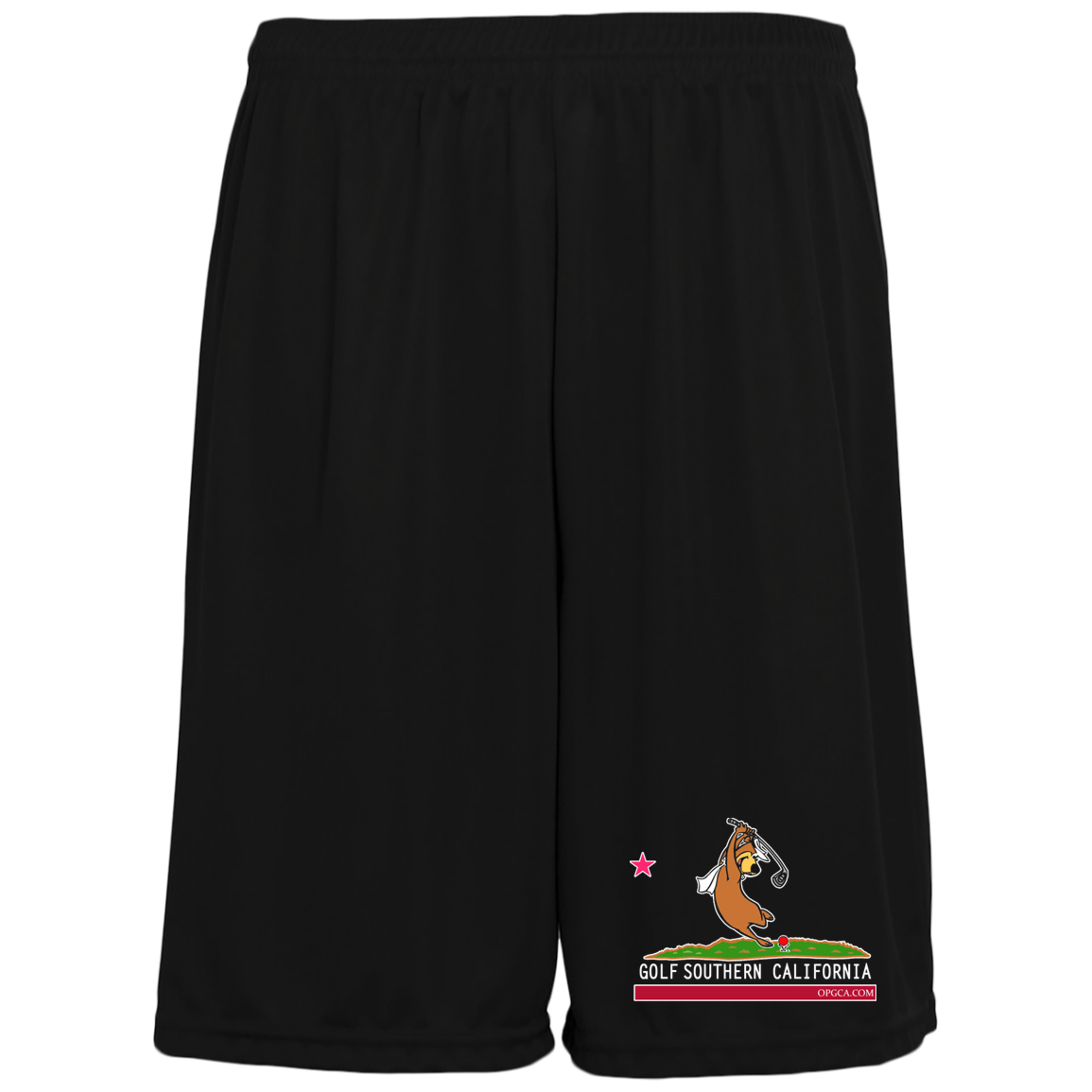 Custom Design #15. Golf Southern California with Yogi Fan Art. 100% Polyester Training Shorts w/Pockets