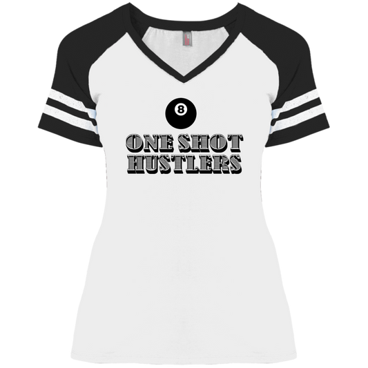 The GHOATS Custom Design. #22 One Shot Hustlers. Ladies' Game V-Neck T-Shirt