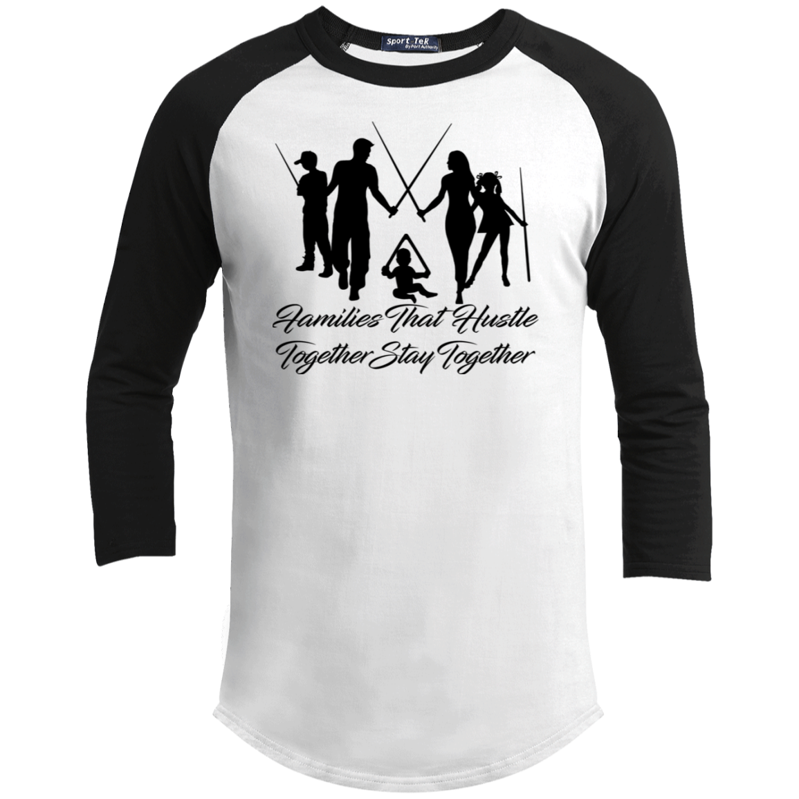 The GHOATS Custom Design. #11 Families That Hustle Together, Stay Together. Youth 3/4 Raglan Sleeve Shirt