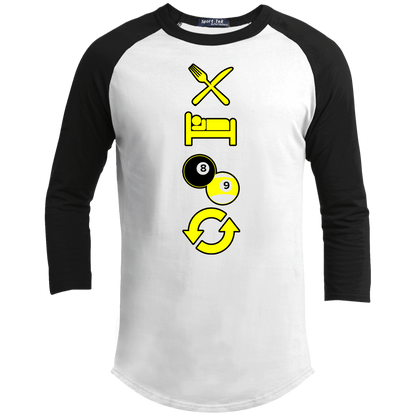 The GHOATS custom design #8. Eat. Sleep. Pool. Repeat. Pool / Billiards. Youth 3/4 Raglan Sleeve Shirt