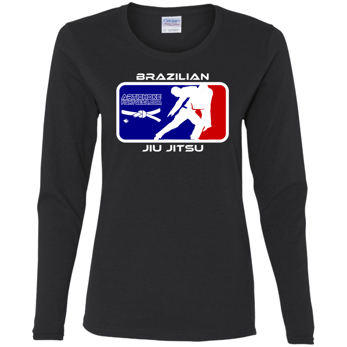 Artichoke Fight Gear Custom Design #4. MLB style BJJ. Ladies' 100% Pre-Shrunk Cotton Long Sleeve