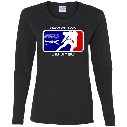 Artichoke Fight Gear Custom Design #4. MLB style BJJ. Ladies' 100% Pre-Shrunk Cotton Long Sleeve