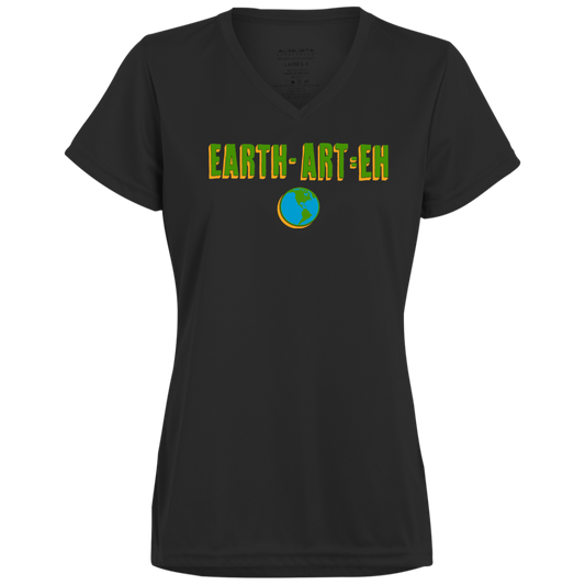 ArtichokeUSA Custom Design. EARTH-ART=EH. Ladies’ Moisture-Wicking V-Neck Tee