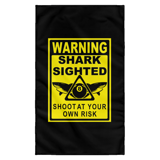 The GHOATS custom design #31. Shark Sighted. Male Pool Shark. Shoot At Your Own Risk. Pool / Billiards. Sublimated Wall Flag