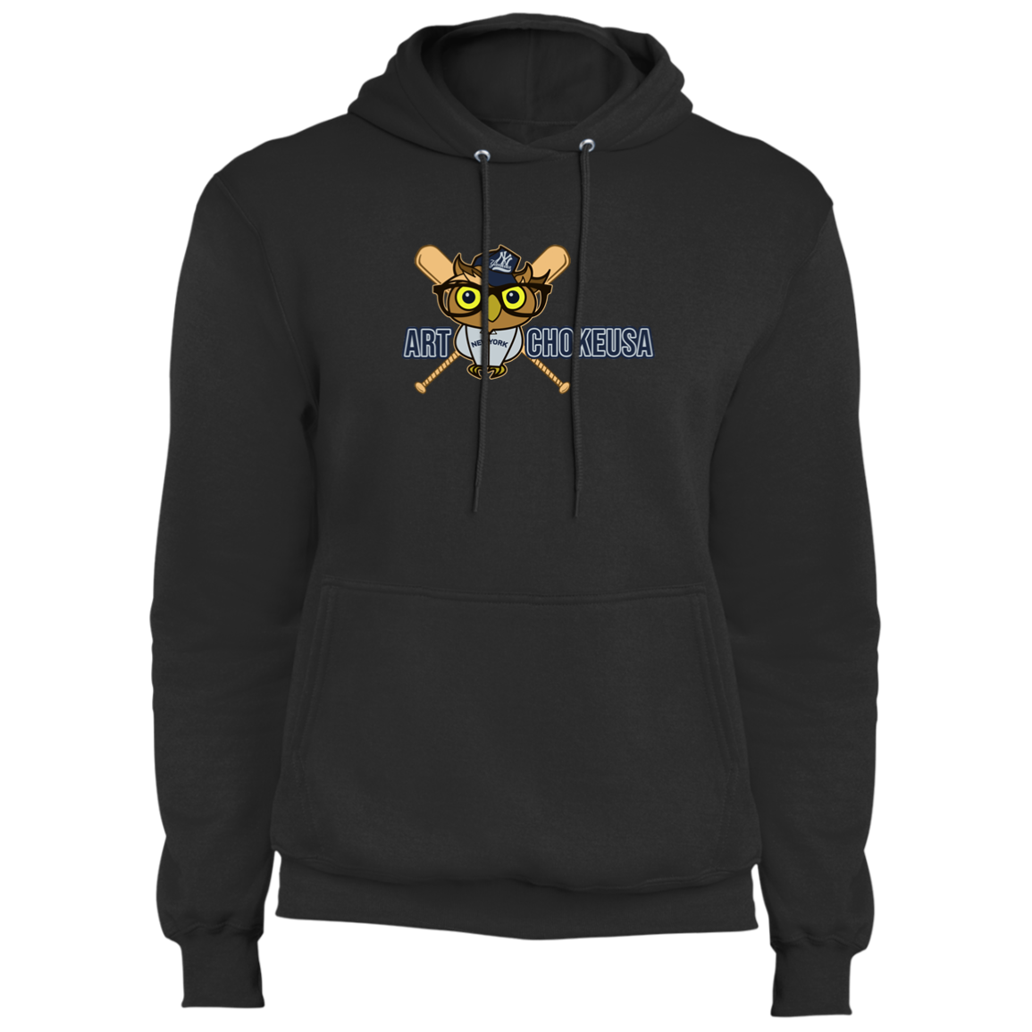 ArtichokeUSA Character and Font design. New York Owl. NY Yankees Fan Art. Let's Create Your Own Team Design Today. Fleece Pullover Hoodie
