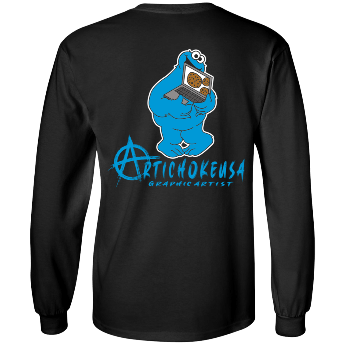 ArtichokeUSA Custom Design #55. DelEATing Cookes. IT humor. Cookie Monster Parody. Long Sleeve T-Shirt