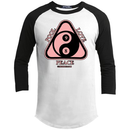 The GHOATS Custom Design #9. Ying Yang. Pool Love Peace. Youth 3/4 Raglan Sleeve Shirt