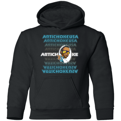 ArtichokeUSA Character and Font design. Let's Create Your Own Team Design Today. My first client Charles. Youth Hoodie