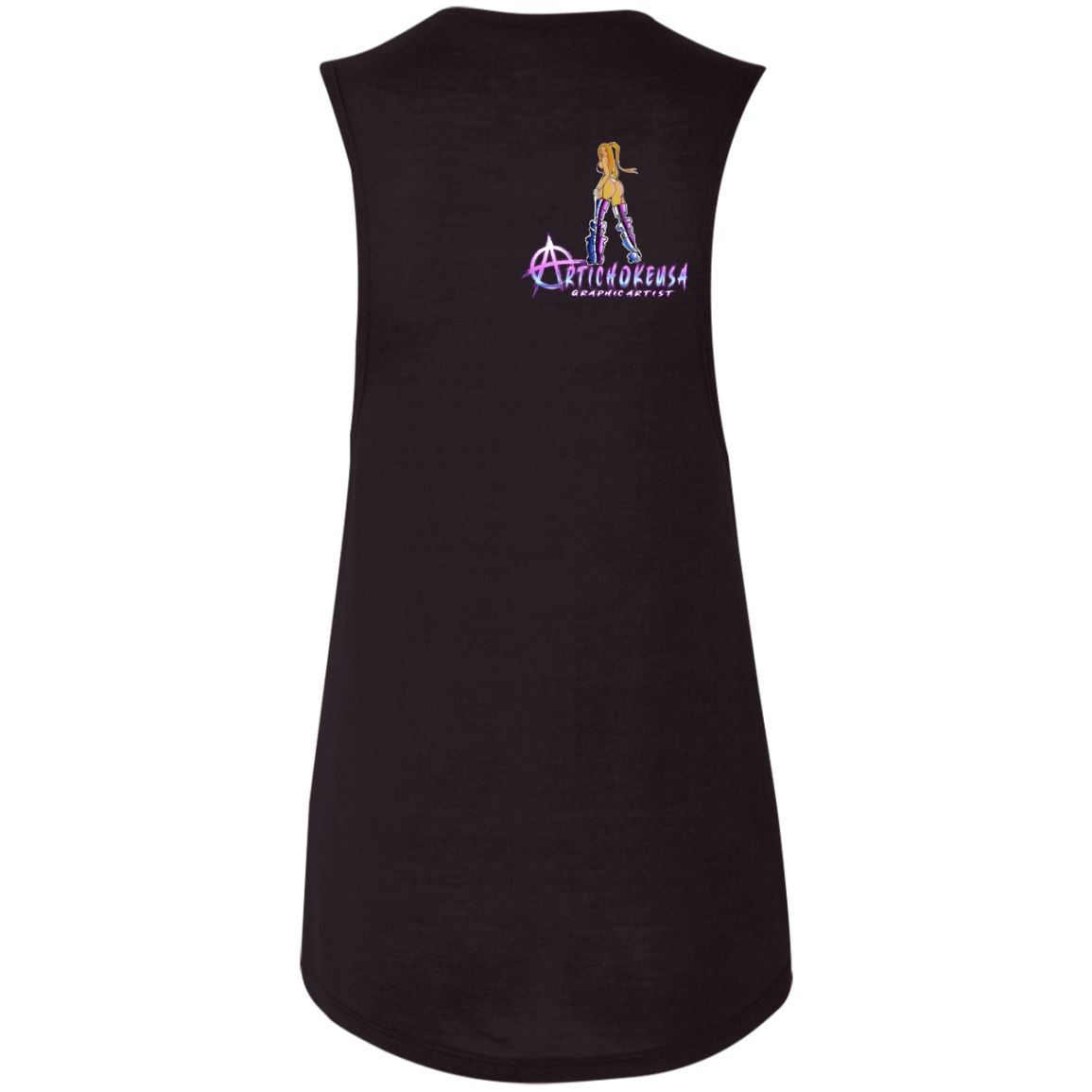 ArtichokeUSA Character and Font design. Let's Create Your Own Team Design Today. Dama de Croma. Ladies' Flowy Muscle Tank