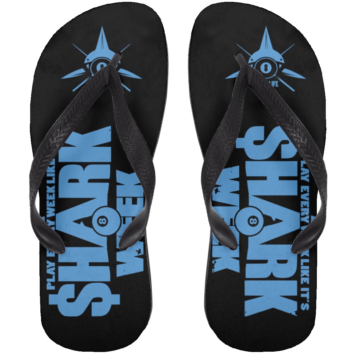 The GHOATS Custom Design. #32. Shark Week. Shark Life. Adult Flip Flops