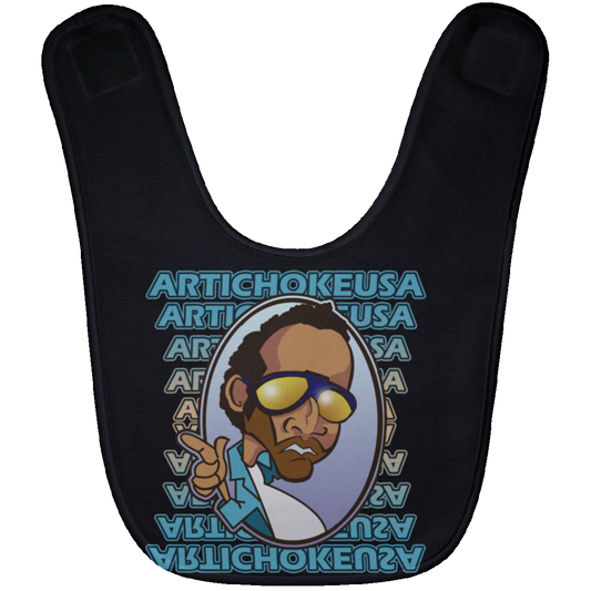 ArtichokeUSA Character and Font design. Let's Create Your Own Team Design Today. My first client Charles. Baby Bib