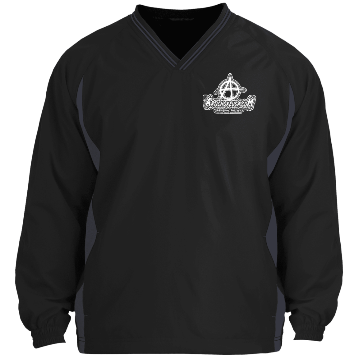 Embroidered Tipped V-Neck Windshirt