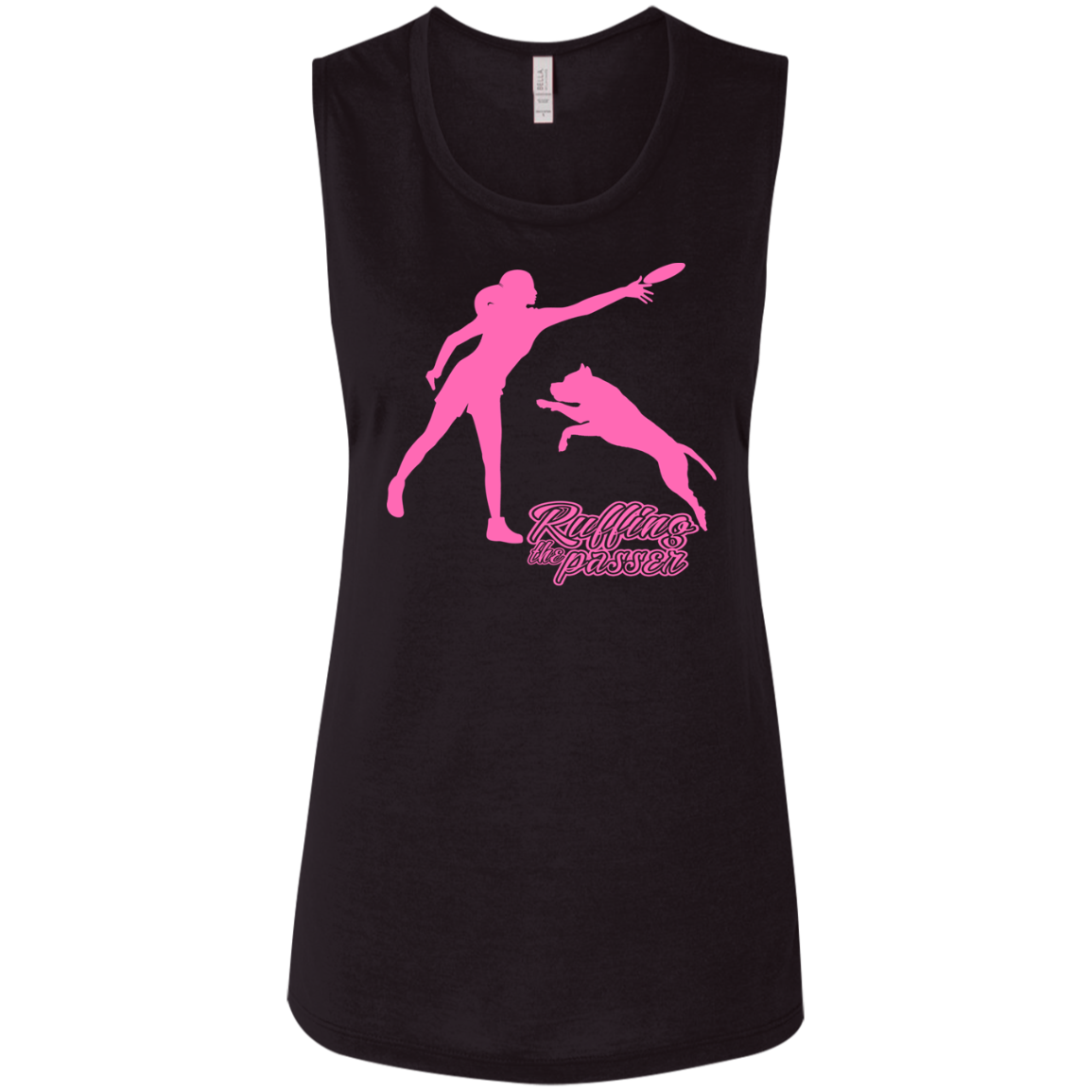 ArtichokeUSA Custom Design. Ruffing the Passer. Pitbull Edition. Female Version. Ladies' Flowy Muscle Tank