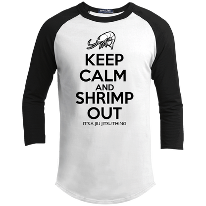 Artichoke Fight Gear Custom Design #12. Keep Calm and Shrimp Out. Youth 3/4 Raglan Sleeve Shirt