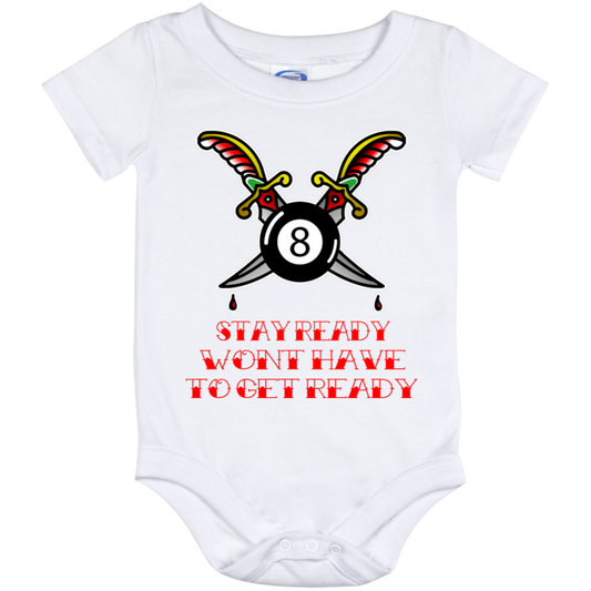 The GHOATS Custom Design #36. Stay Ready Won't Have to Get Ready. Tattoo Style. Ver. 1/2. Baby Onesie 12 Month