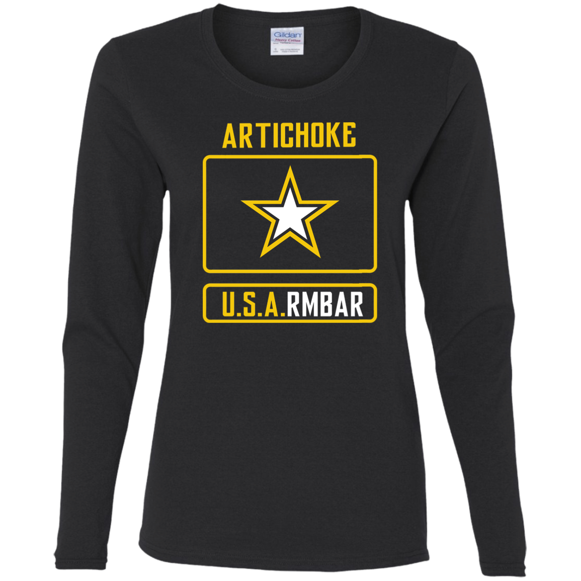 ArtichokeUSA Custom Design #54. Artichoke USArmbar. US Army Parody. Ladies' 100% Cotton Long Sleeve T-Shirt