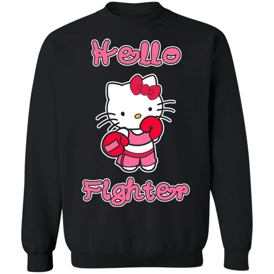 Artichoke Fight Gear Custom Design #13. Hello Fighter. Hello Kitty Parody Fan Art. MMA. Crewneck Sweatshirt