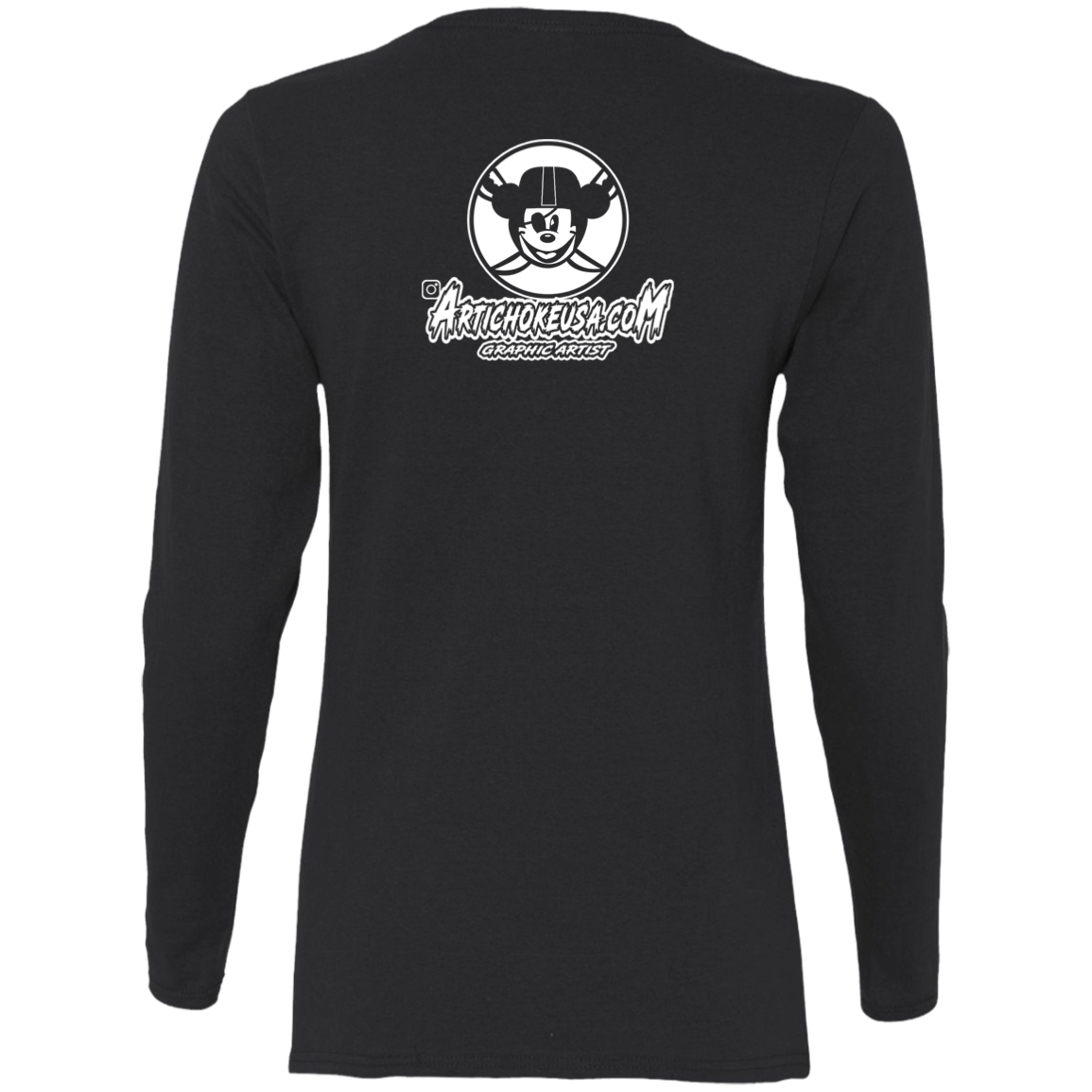 ArtichokeUSA Custom Design. Las Vegas Raiders & Mickey Mouse Mash Up. Fan Art. Parody. Ladies' Cotton LS T-Shirt