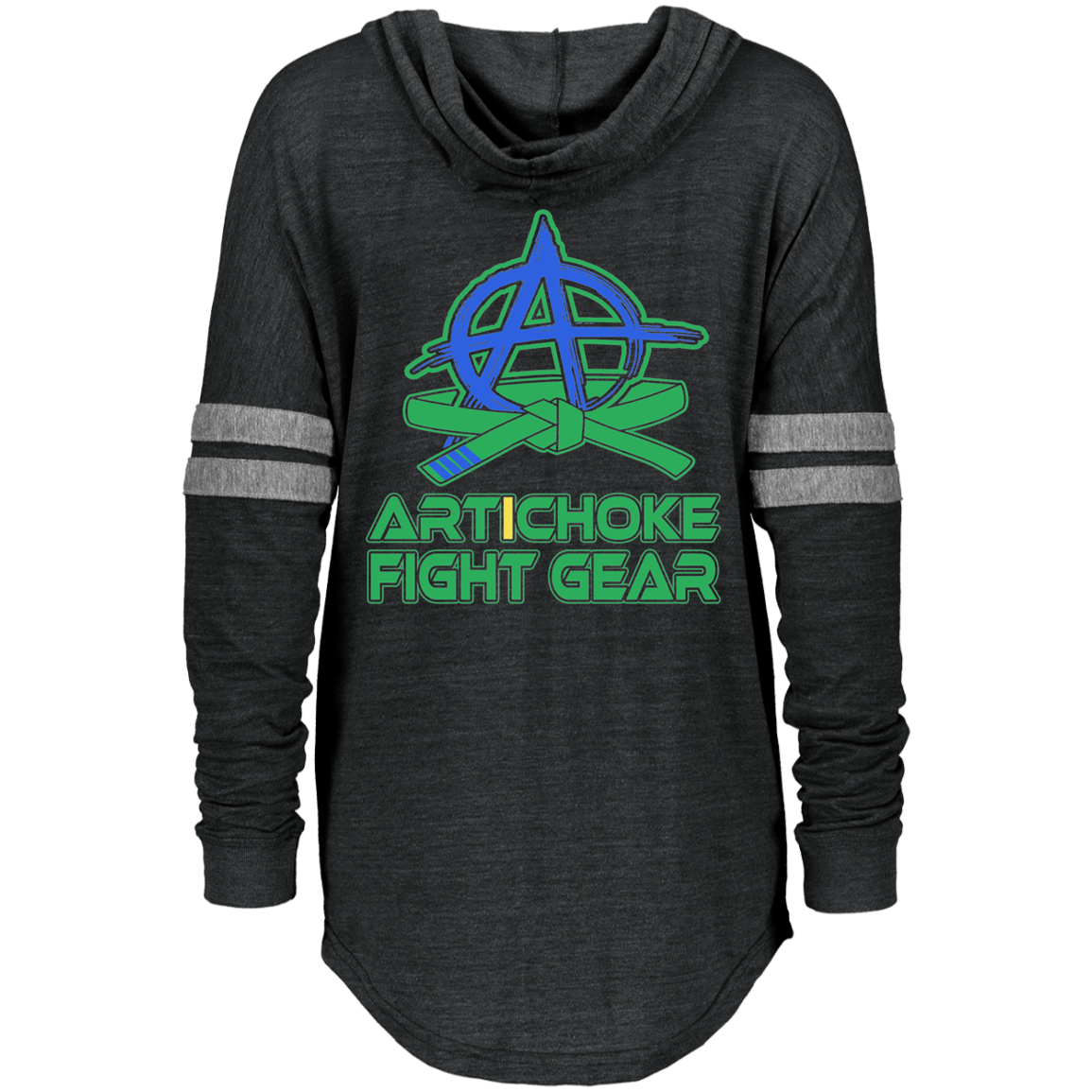 Artichoke Fight Gear Custom Design #5. BJJ MLB Brazil Flag Colors. Parody v2. Ladies Low Key Hoodie