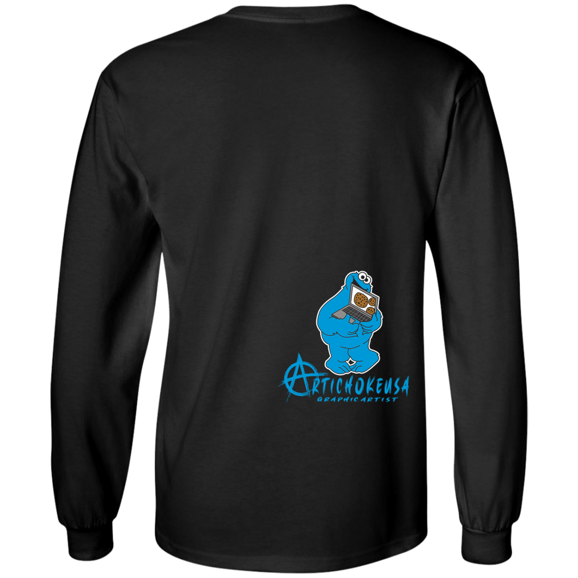 ArtichokeUSA Custom Design #55. DelEATing Cookes. IT humor. Cookie Monster Parody. 100% Cotton Long Sleeve T-Shirt