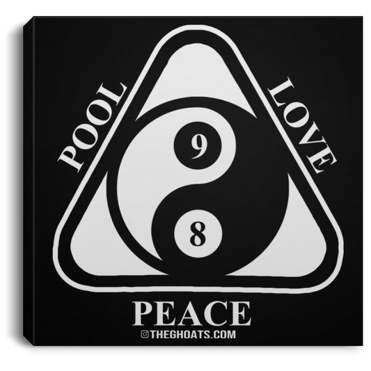 The GHOATS Custom Design #9. Ying Yang. Pool Love Peace. Square Canvas .75in Frame